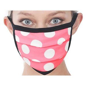 Light Pink Face Mask with White Polka Dots